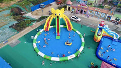 NB-LW018 Huge land aqua park design project equipment land theme inflatable water park slide with water filter pump