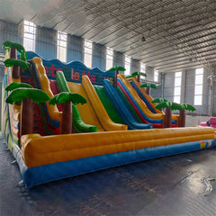 NB-SL029 New Custom Big Children Water Slide Manufacturer Playground Commercial Jungle Theme Inflatable Water Slide with Pool for Kids