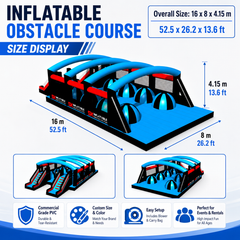 NB-OB066 Large Inflatable 5k Obstacle Course With Climbing Wall And Challenge Games For Outdoor Events