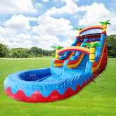 NB-SL044 Commercial PVC tropical palm tree inflatable water slide 18FT tall inflatable slides with pool or party business