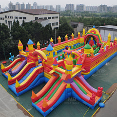 NB-OB034 Outdoor kids juegos inflables bounce house amusement park playground fun city inflatable bouncy castle with slide