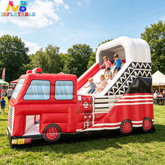 NB-SL063 Inflatable Fire Truck Slide Bounce House For Kids Outdoor Party Carnival