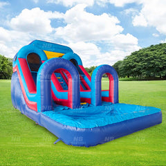 NB-SL042 Commercial Customized Inflatable Pipeline Fire And Ice Dual Lane Waterslide Dry Wet Inflatable Water Slide