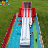 NB-SL060 Commercial Grade 2 Lane Inflatable Water Slide - Red & White Dual Lane Slide for Summer Events