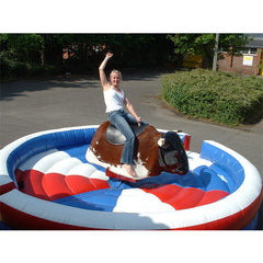 NG-SG050 Commercial adults electric sport games outdoor mechanical bull riding machine controls inflatable rodeo bull ride for sale