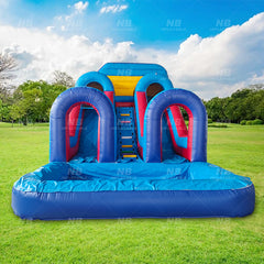 NB-SL042 Commercial Customized Inflatable Pipeline Fire And Ice Dual Lane Waterslide Dry Wet Inflatable Water Slide