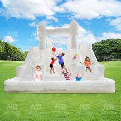 NB-WH019 Inflatable Wedding Bouncer With Slide White Bouncy Castle for Party Commercial Bounce House With Balloon Tube
