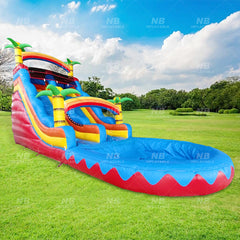 NB-SL044 Commercial PVC tropical palm tree inflatable water slide 18FT tall inflatable slides with pool or party business