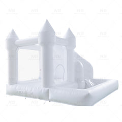 NB-WH014 Kids party mini bouncer jumper castle modern outdoor white toddler inflatable bounce house with ball pit air blower birthday