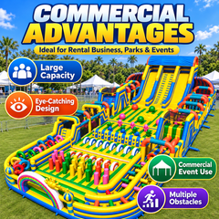34M Giant Inflatable Obstacle Course with Slides | Commercial Inflatable Adventure Park