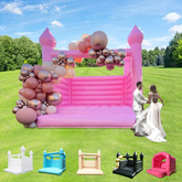 NB-WH011 White Wedding Inflatable Bounce House with Blower Jump House with Slide for Kids Party Wedding Family Castle