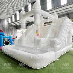 NB-WH019 Inflatable Wedding Bouncer With Slide White Bouncy Castle for Party Commercial Bounce House With Balloon Tube
