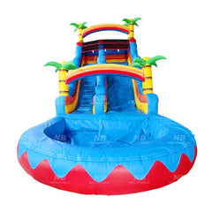 NB-SL044 Commercial PVC tropical palm tree inflatable water slide 18FT tall inflatable slides with pool or party business