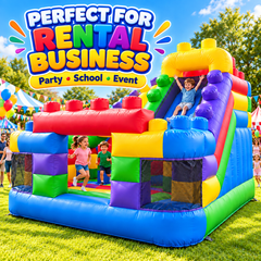 Commercial Inflatable Combo Bounce House with Slide Obstacle Climbing Kids Color Block Castle for Party Rental