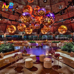 NB-MB004 Custom giant decorative mirror sphere balloon large pvc iridescent inflatable mirror ball