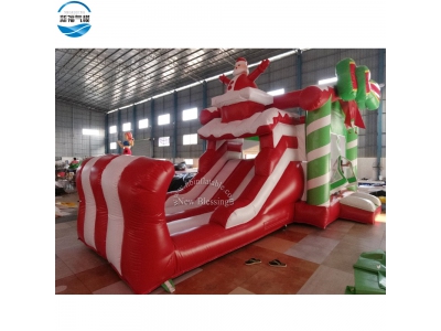 NBBC-028 Wholesale 7.2x4.5x4.7m Christmas inflatable santa bouncer with slide