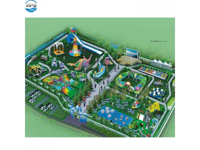 PVC0.55mm commercial used jungle slip land inflatable amusement aqua water park for kids and adults with pool