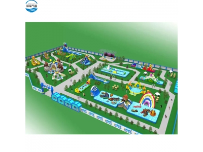 Commercial outdoor giant adult child land park inflatable water theme park with pool and slide