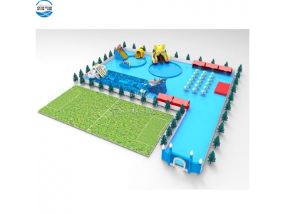 new design Commercial Adult And Kids Land Inflatable Amusement Water Park with slide For Sale