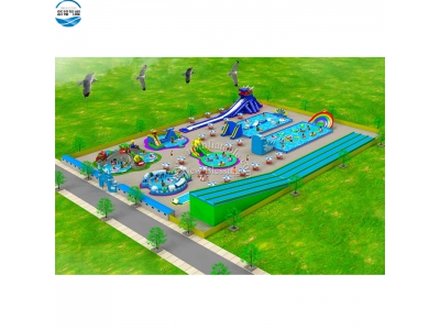 Commercial inflatable water park children park Large inflatable pool and water slide