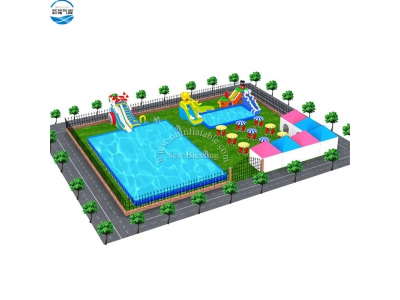 NBWL-005 Hot sale inflatable water land park, inflatable ground water park for sale