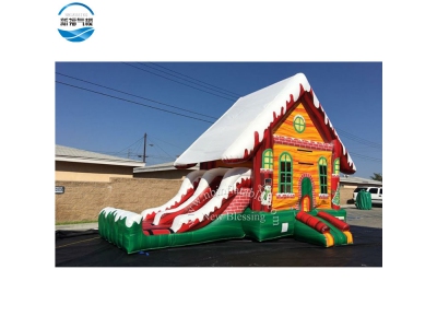  (NBBC-04)Christmas theme inflatable combo bouncer with slide for kids 