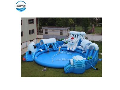 LW56 Snow theme Inflatable water slide with giant  pool