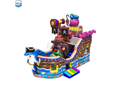 NBSL-1029 Pirate ship inflatable slide on land