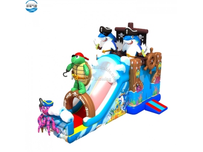 NBSL-1033 Inflatable animals pirate ship slide 