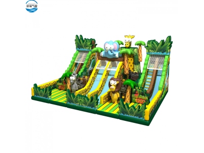 NBSL-1037 jungle animals inflatable slide combo for kids