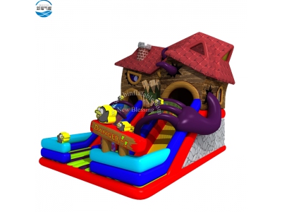 NBSL-1044 haunted house inflatable slide combo