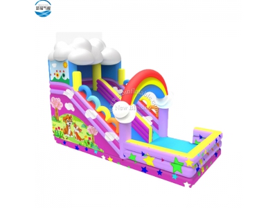 NBSL-1049 Rainbow inflatable slide for kids 