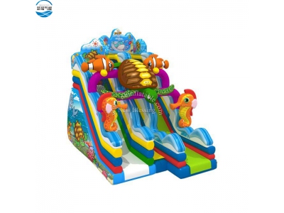 NBSL-1057 sea world inflatable fish slide with blower