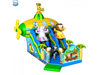 NBSL-1059 tiger and elephant character inflatable slide