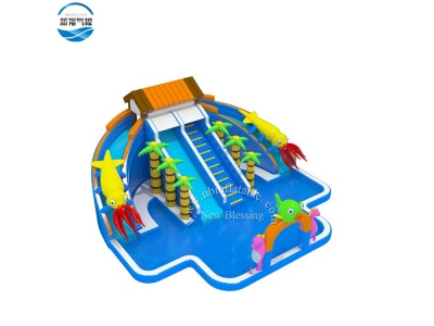 LW-54 Outdoor inflatable pool with customized themes colorful slide 
