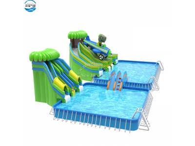 LW28 dinosaur inflatable water slide with pool 