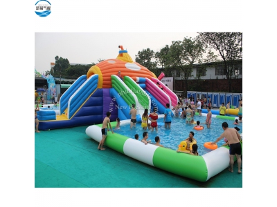 LW29 submarine inflatable water slide with pool