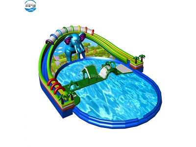 LW39 giant inflatable elephant water slide with pool for sale
