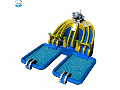LW45 elephant inflatable aqua slide for kids and adults