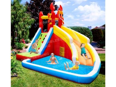 93003 Backyard Crab Theme Inflatable Slide Bouncer with Water Pool
