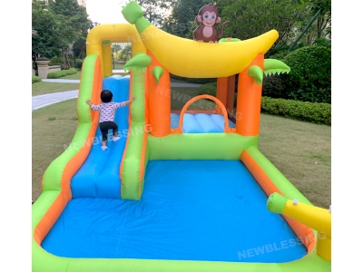 93010 Monkey Inflatable Bouncer Water Slide with Pool 