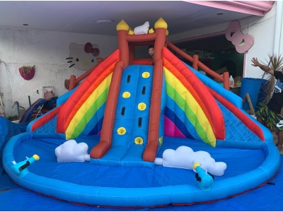 93003 Rainbow Inflatable Double Slide with Pool