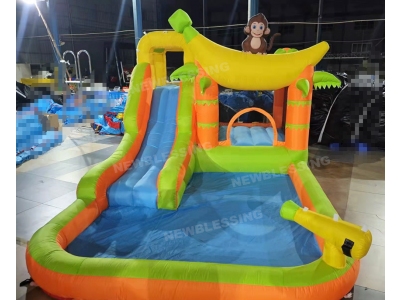 93010-1 Monkey Inflatable Bouncer Water Slide with Pool for toddlers