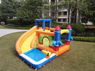 93026 Bounce House, Inflatable Jump 'n Slide Bouncer, Inflatable Playhouse Trampoline Bounce House with Blower, Stakes, Repair Patches, and Storage Bag