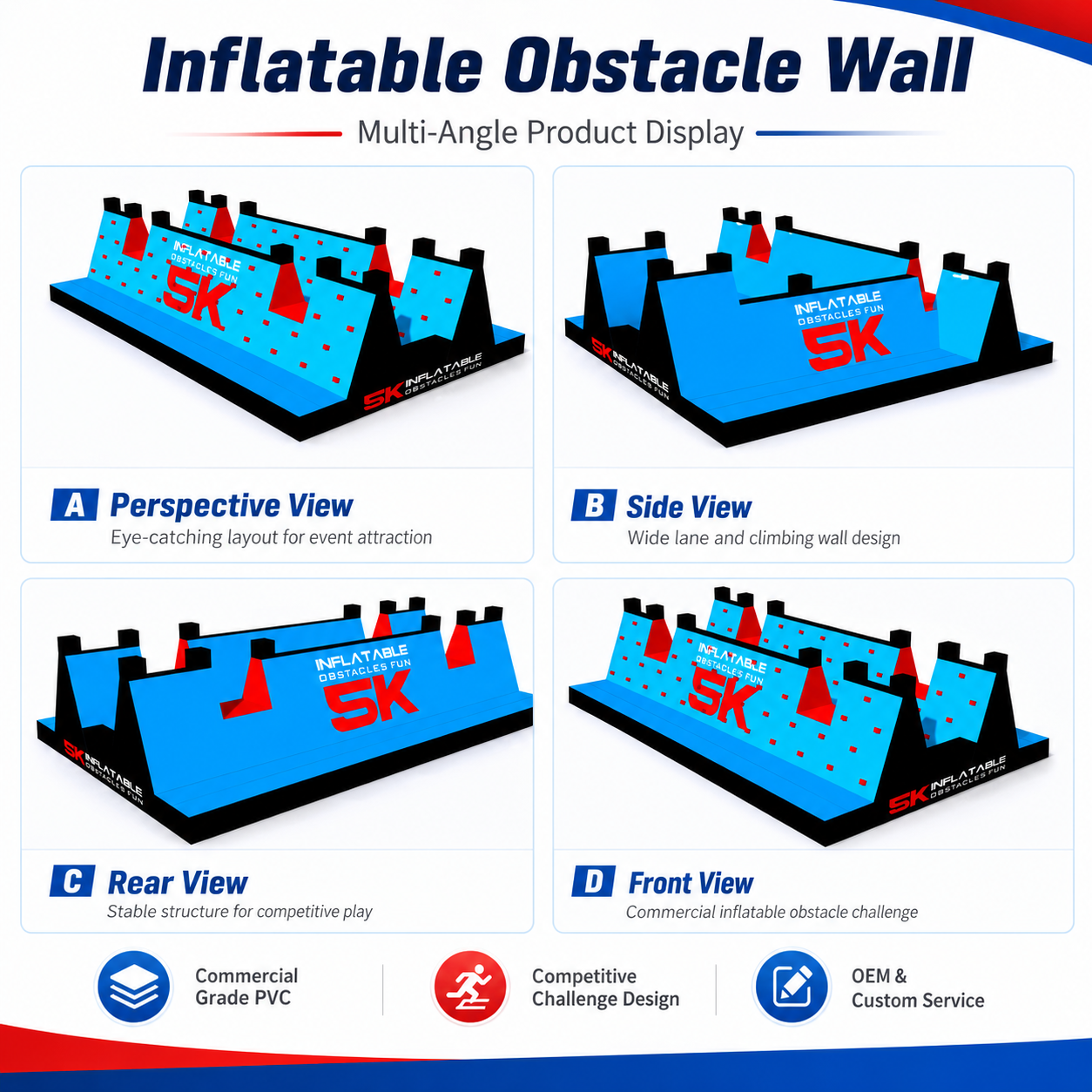 NB-OB063 Inflatable 5k Obstacle Course Outdoor Challenge Race Equipment For Events And Team Building