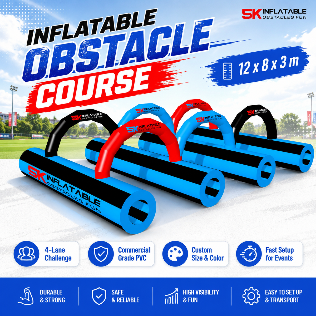 NB-OB064 Commercial Inflatable 5k Obstacle Course For Outdoor Sports Events And Family Fun Activities