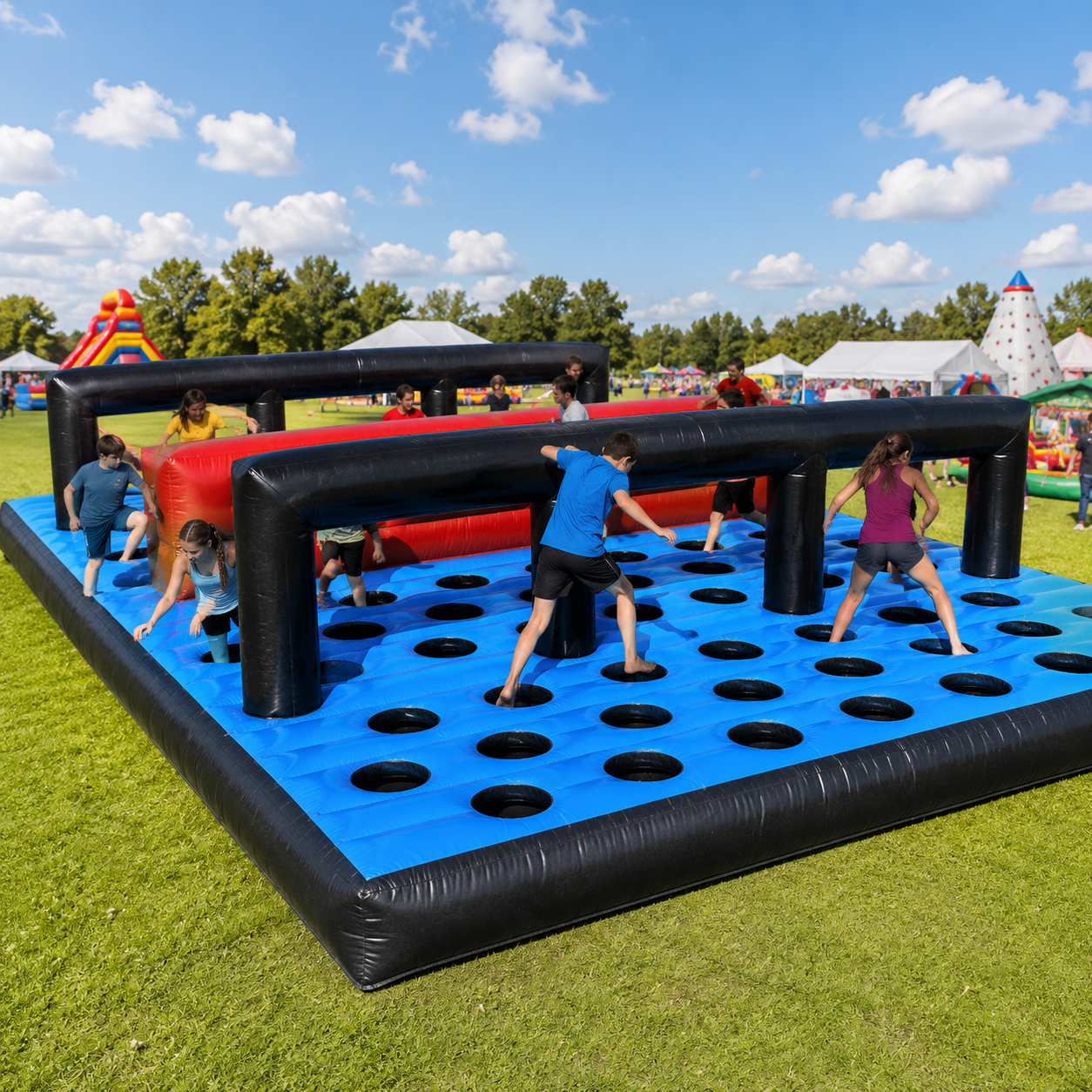 NB-OB065 Custom Inflatable 5k Obstacle Course Racing Track For Adventure Parks And Event Rentals