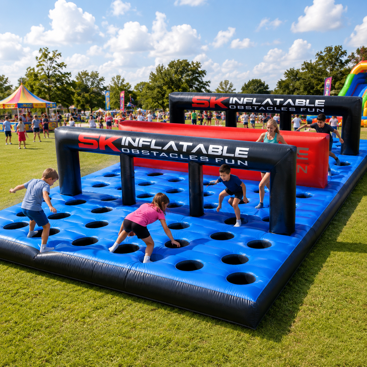 NB-OB065 Custom Inflatable 5k Obstacle Course Racing Track For Adventure Parks And Event Rentals