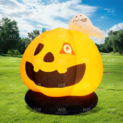 NB-CT037 Giant Inflatable Halloween Pumpkin with Ghost Decor Weatherproof Inflatable Pumpkin Light for Outdoor Commercial Event Rental