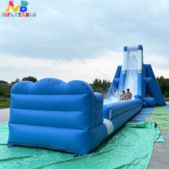 NB-SL061 Giant Blue Commercial Inflatable Water Slide - Long Single Lane Water Slide with Splash Zone for Events & Summer Fun
